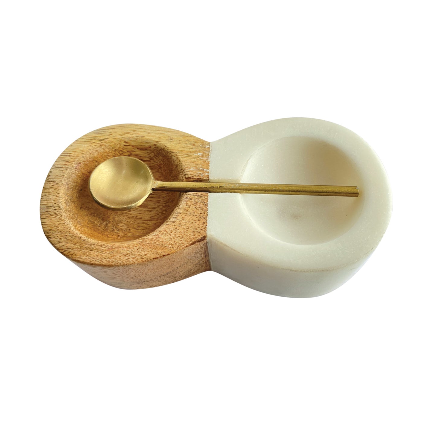 Mango Wood & Marble Pinch Pot w/ Spoon