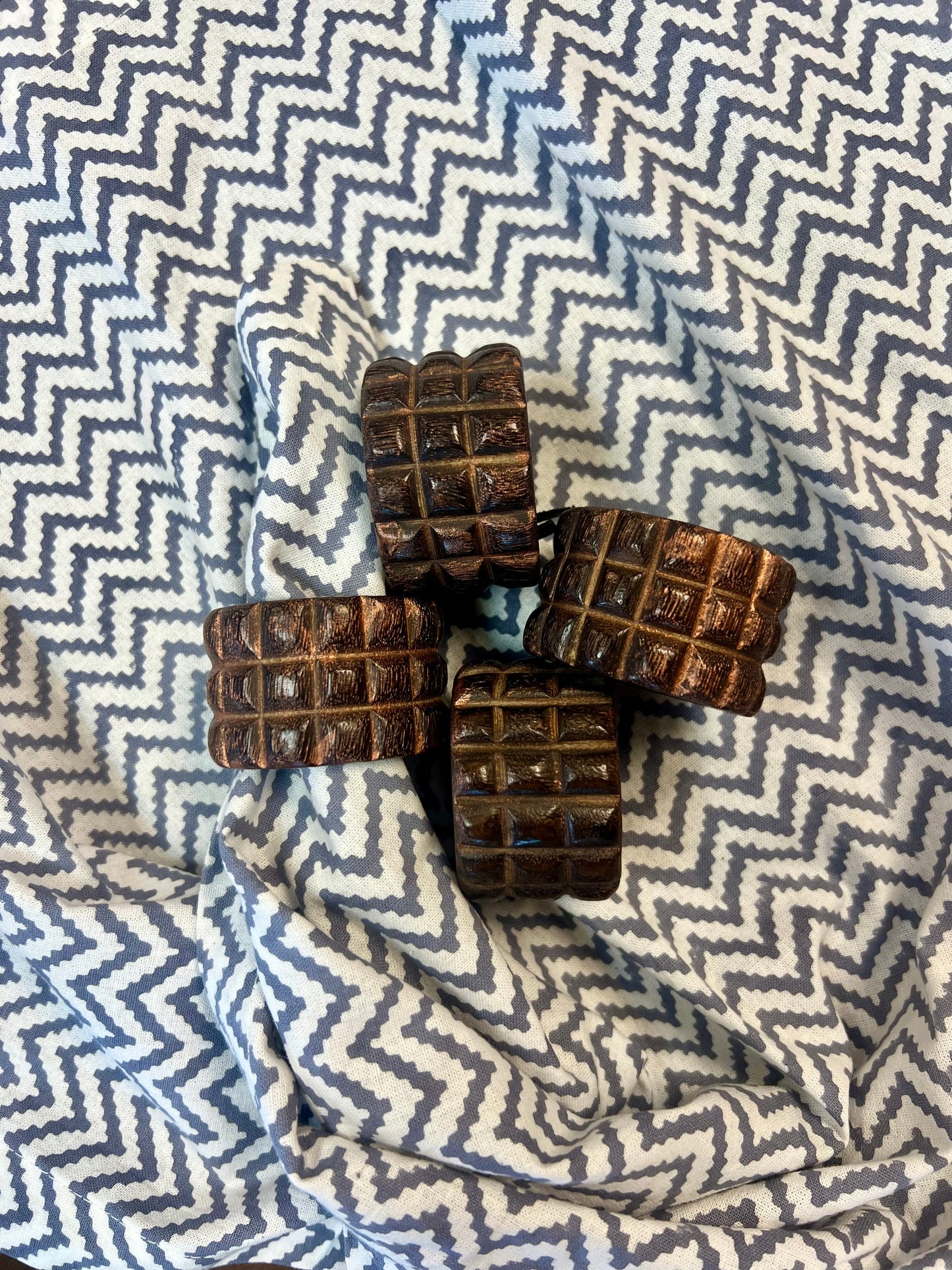 Wood Diamond Napkin Ring-IND : KIT