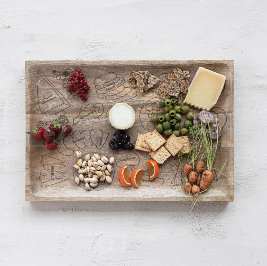 Mango Serving Board, Etched Charcuterie Spread