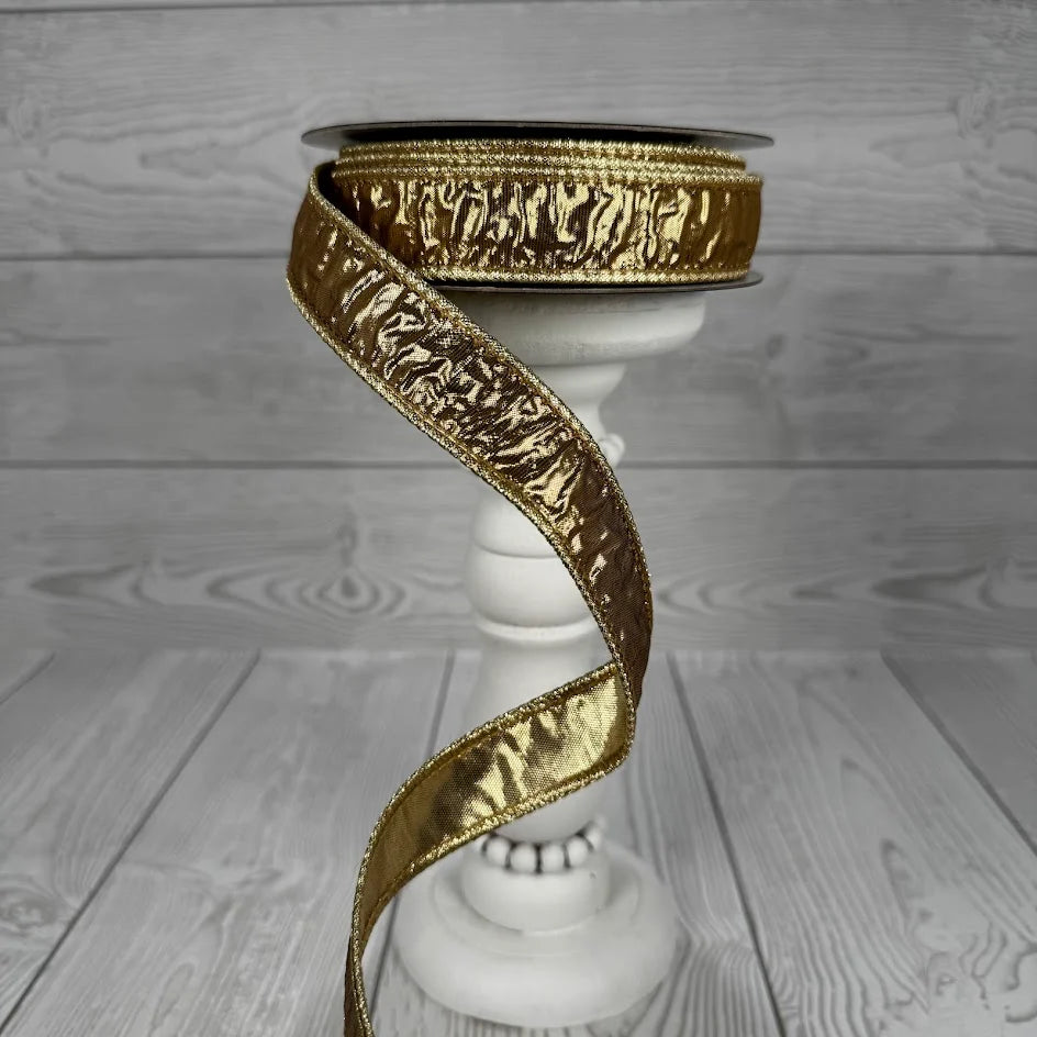 JME 1" Crinkle Metallic Dupion Fused Ribbon