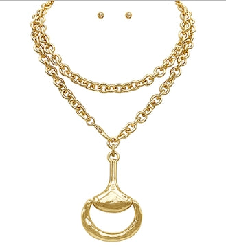 Horse bit Pendant Necklace Set