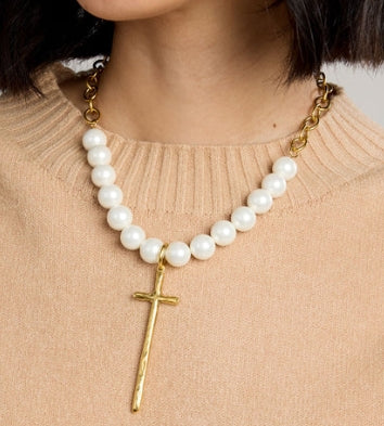 Sloan Stone & Cross Necklace