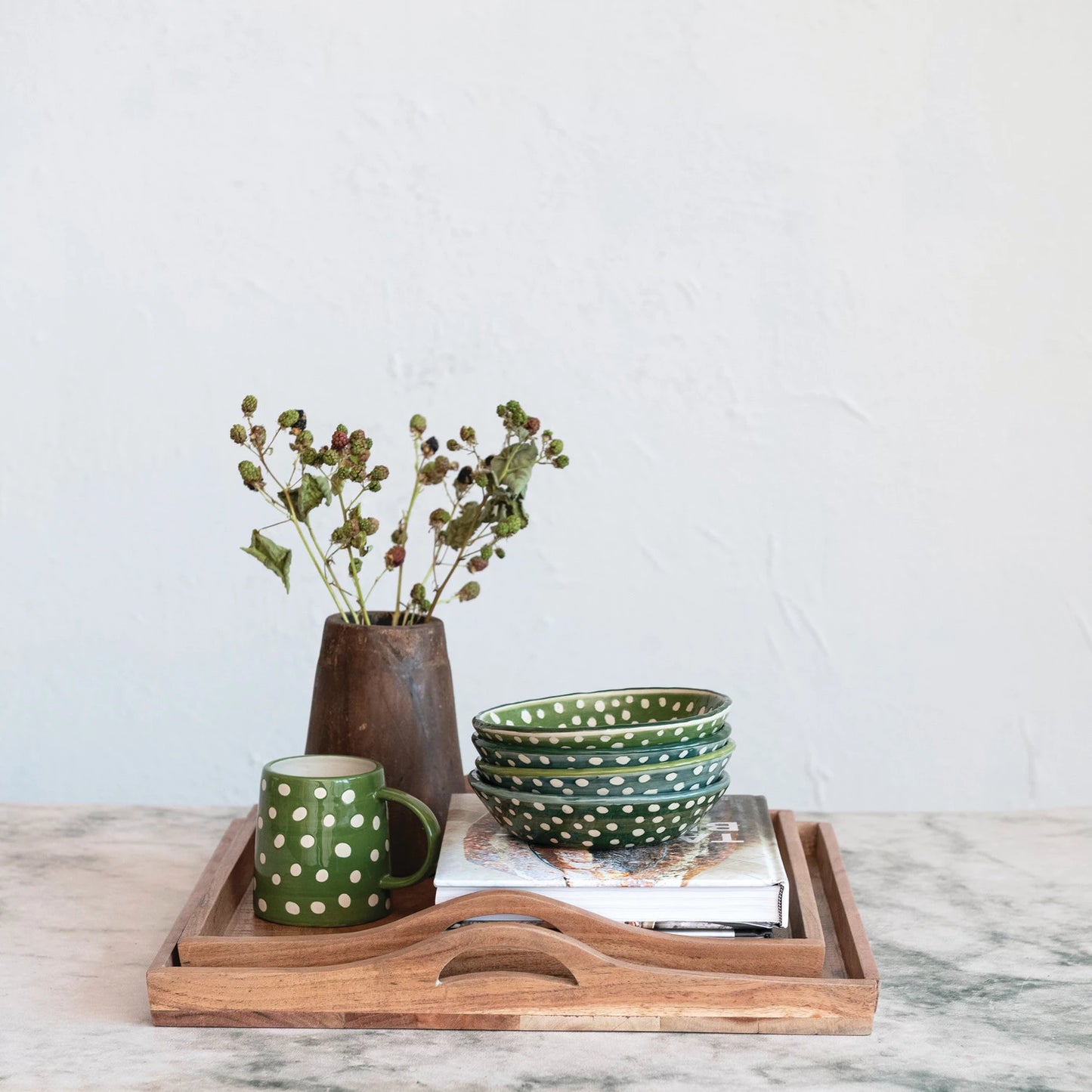 Acacia Wood Trays w/ Handles