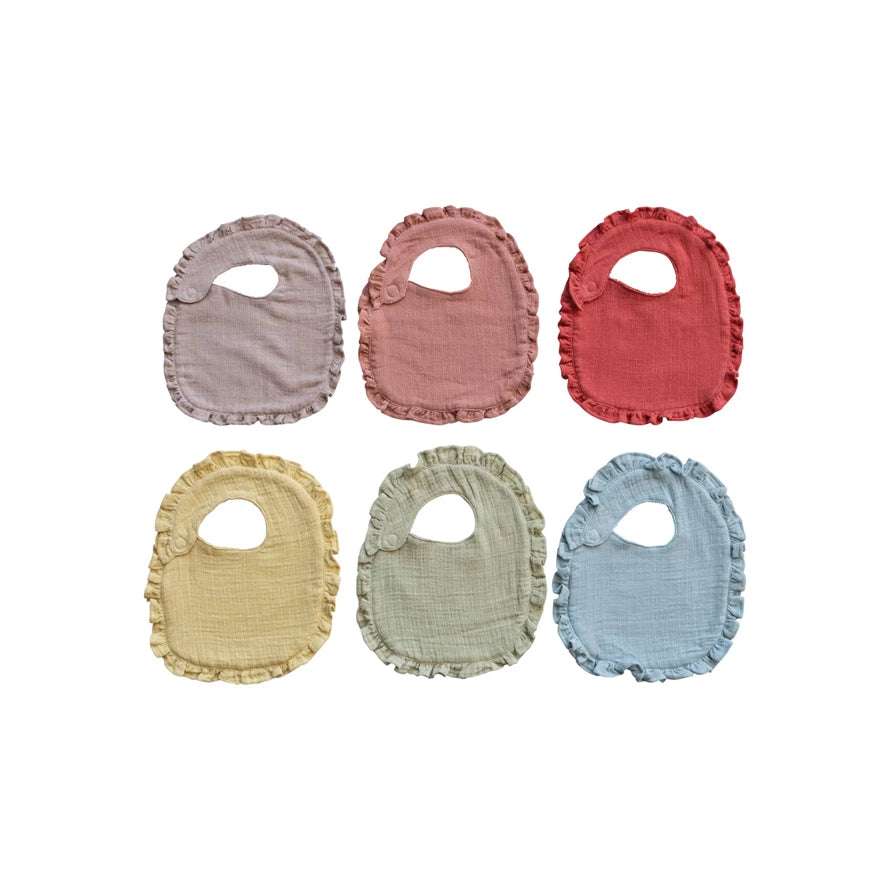 Double Cloth Baby Bib w/ Terry Back & Ruffles