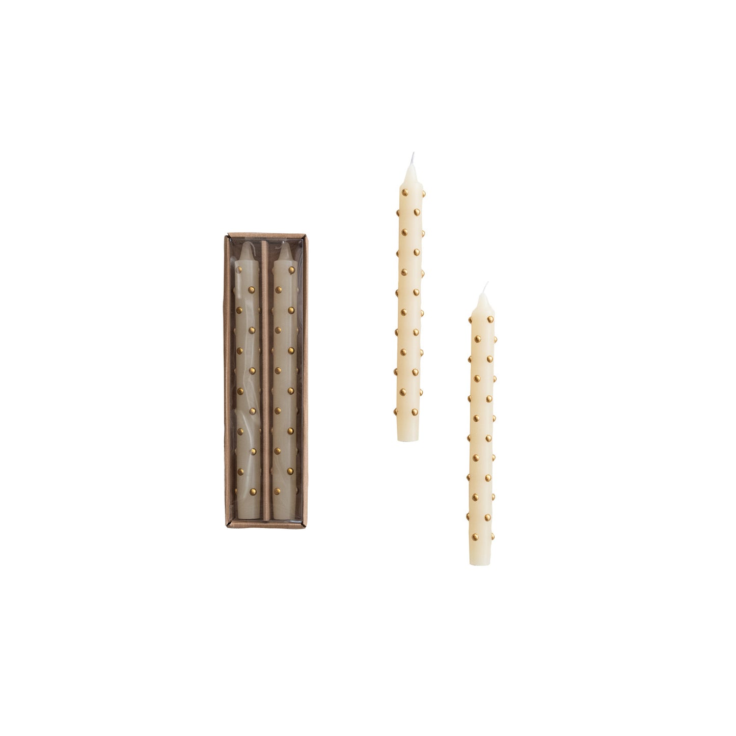 Unscented Taper Candles w/ Dots 10"