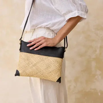Rattan Cross Body w/ Leather Trim