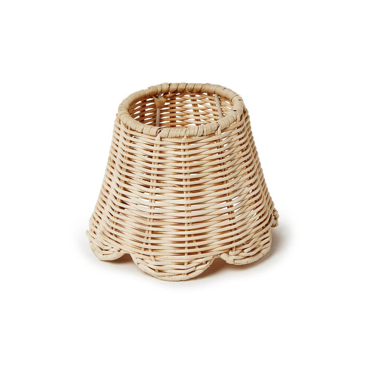 Rattan Lampshade Cover with Scalloped Edge
