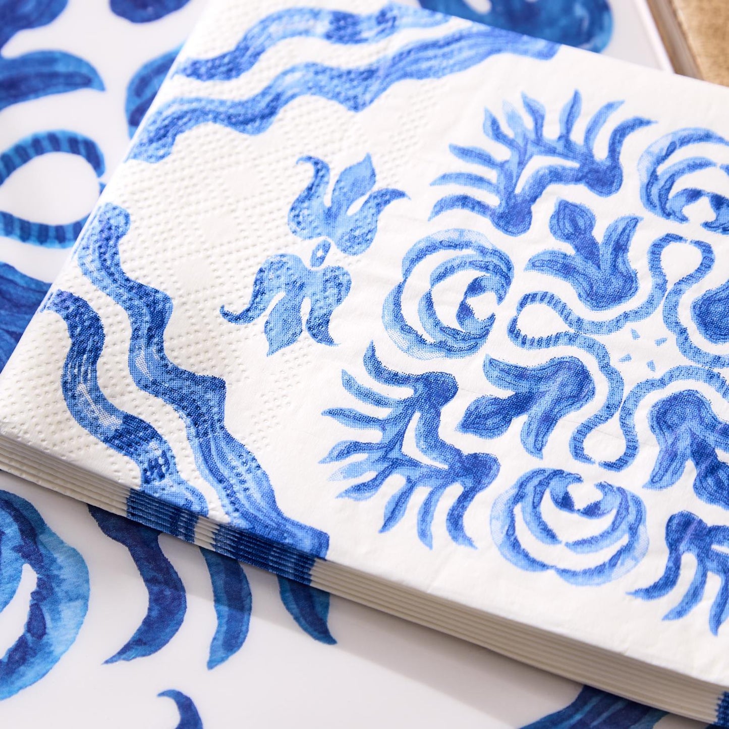 Blue Block Print Guest Napkin