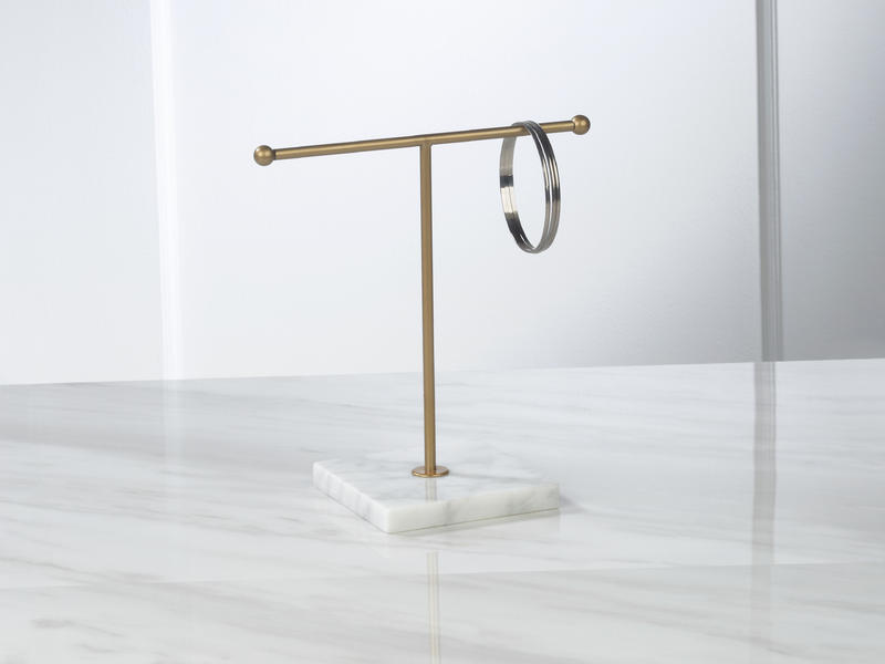 Metal Jewelry T-Bar w/ Marble Base