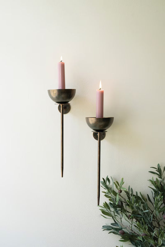 Metal Wall Taper Candle Holders S/2