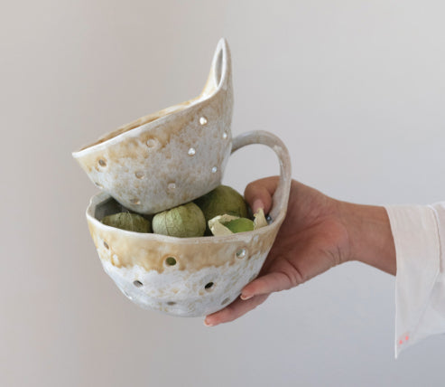 Stoneware Colander Cream