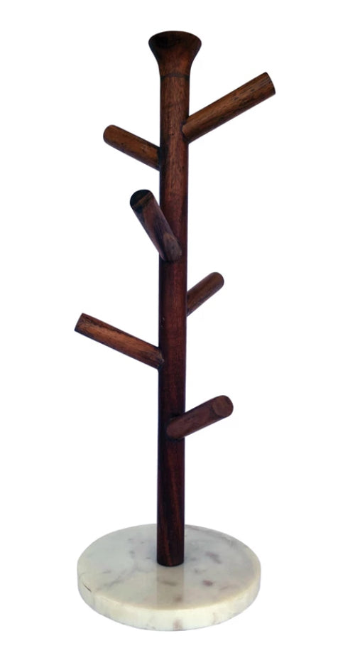 Mango Wood & Marble Mug Rack