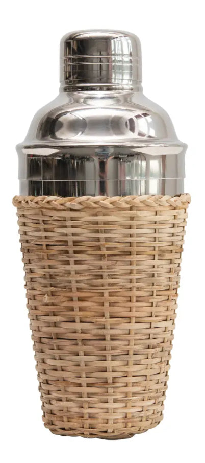 Cocktail Shaker w/ Rattan sleeve