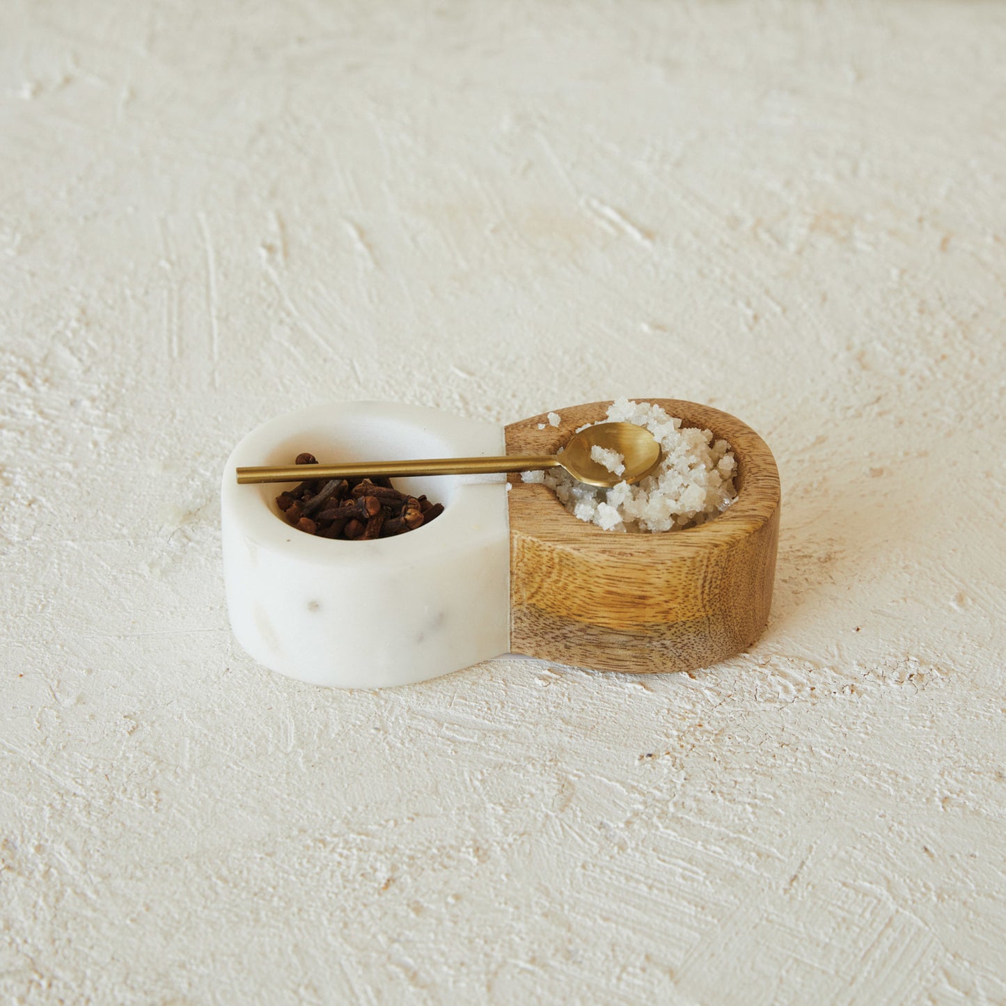 Mango Wood & Marble Pinch Pot w/ Spoon