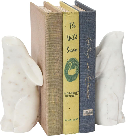 Marble Rabbit Bookends