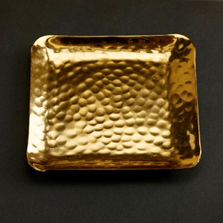 Gold Square Hammered Tray