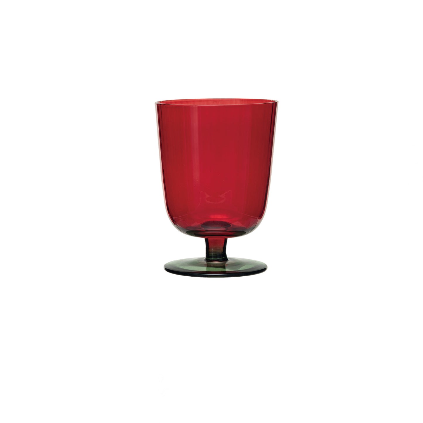 Green & Red Stemmed Fluted Glasses