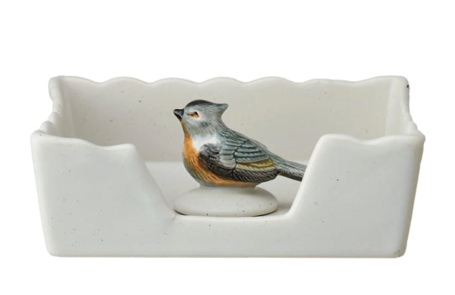 Stoneware Napkin Holder w/ Bird