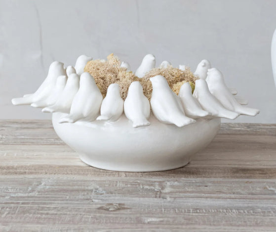 Decorative Stoneware Bowl w/ Birds
