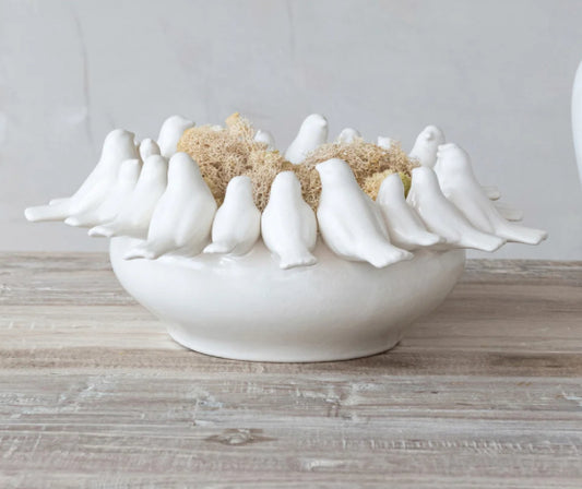 Decorative Stoneware Bowl w/ Birds