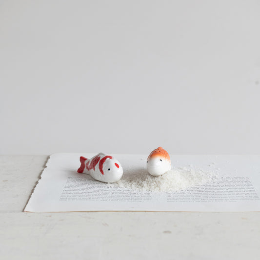 Stoneware Fish S&P Shakers