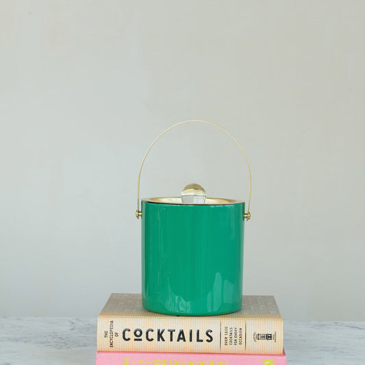 Enameled Stainless Ice Bucket w/ Lid