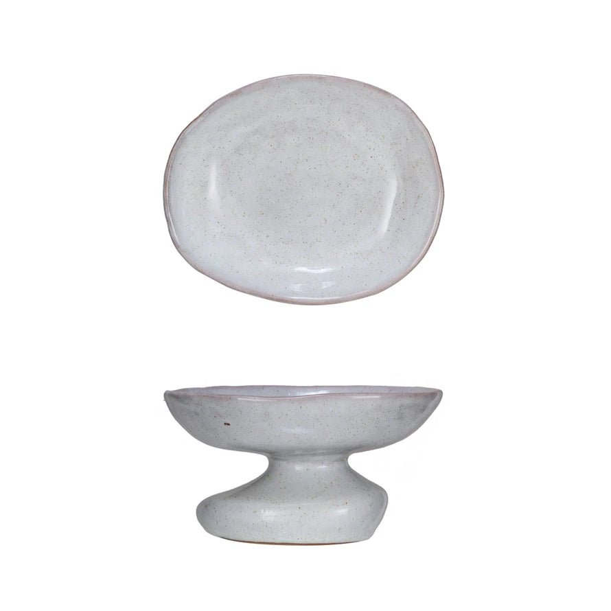 Stoneware Organic Shaped Footed Bowl
