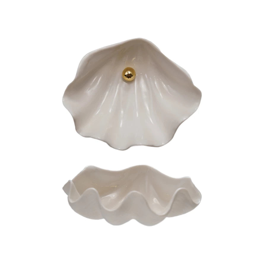 Stoneware Shell Dish w/ Bead