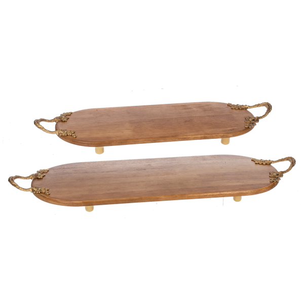 Oval Tray w/ Branch & Flower Handle