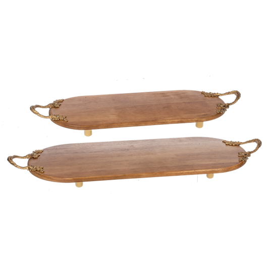 Oval Tray w/ Branch & Flower Handle