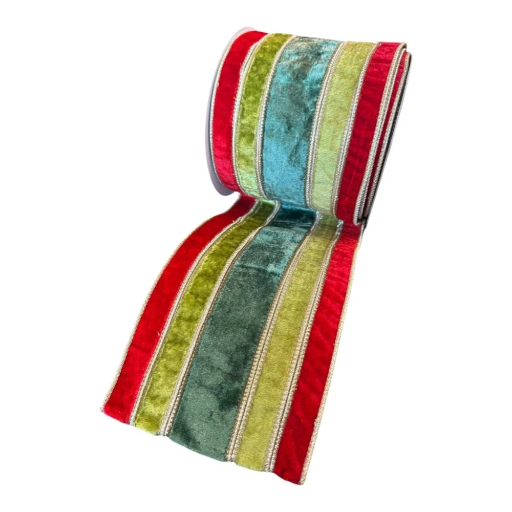 JME 6" Velvet Stripe Metallic Dupion DBL Fused Ribbon