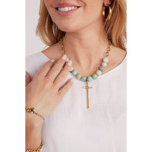 Sloan Stone & Cross Necklace