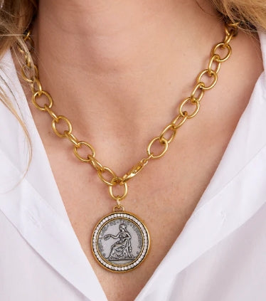 Rebecca Rhinestone Coin Necklace