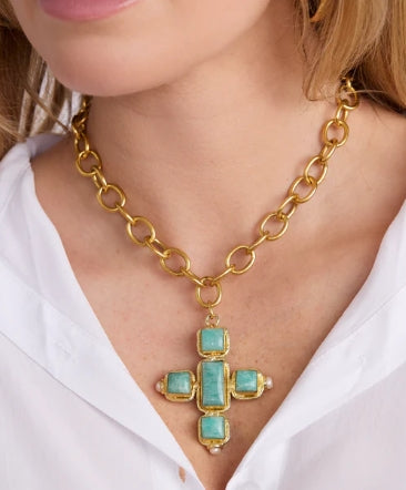 Trinity Stone Cross Necklace
