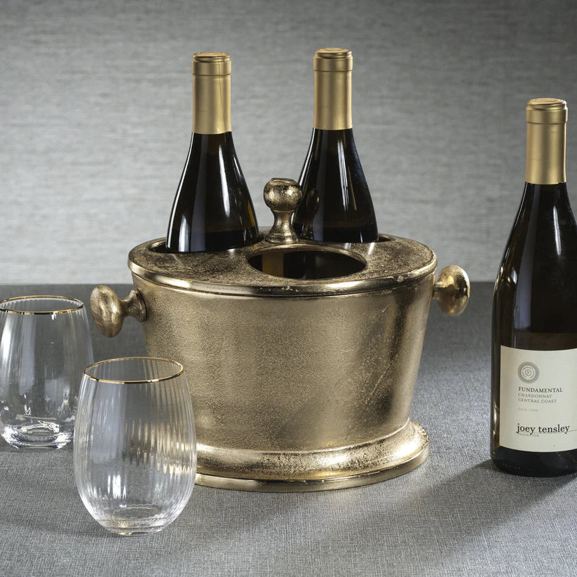 Raw Aluminum Three Bottle Wine Holder
