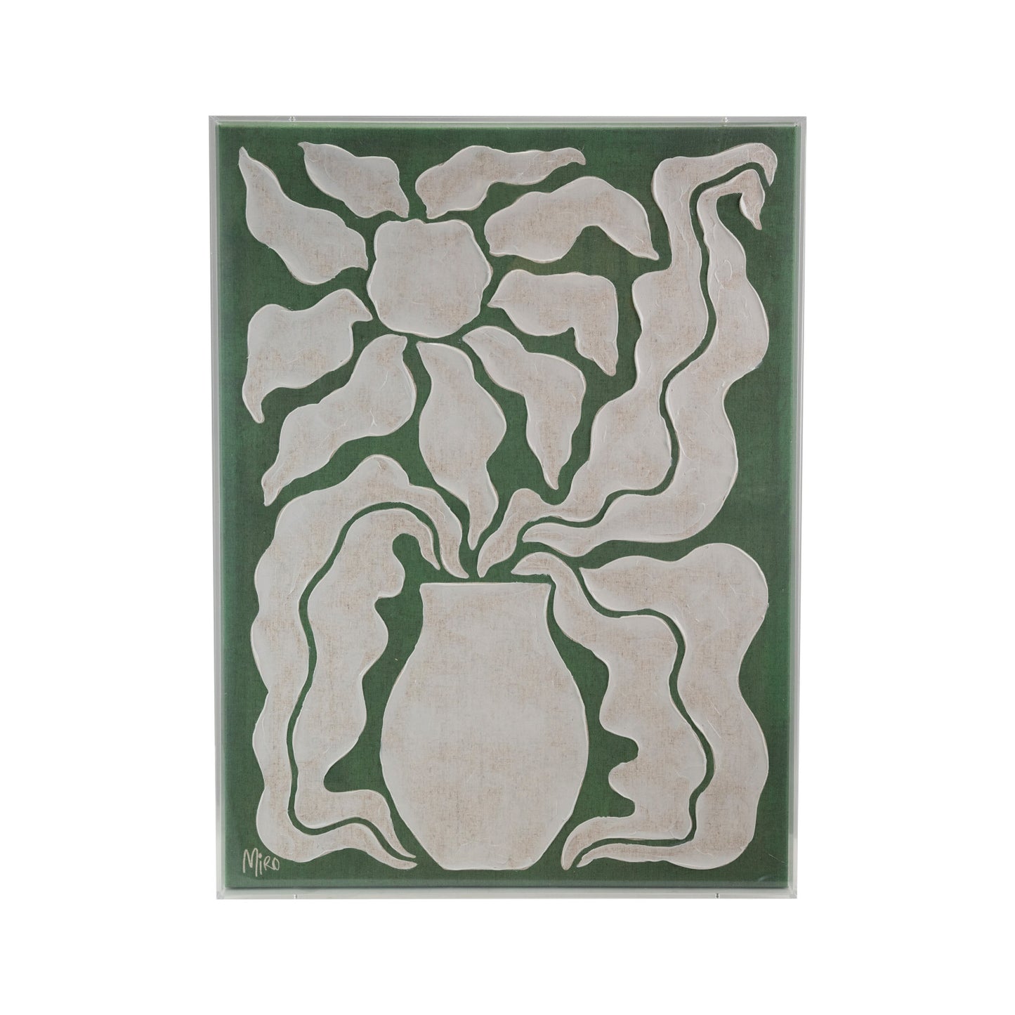 Hand-Painted Acrylic Box Framed Canvas Wall Décor w/ Flower in Vase