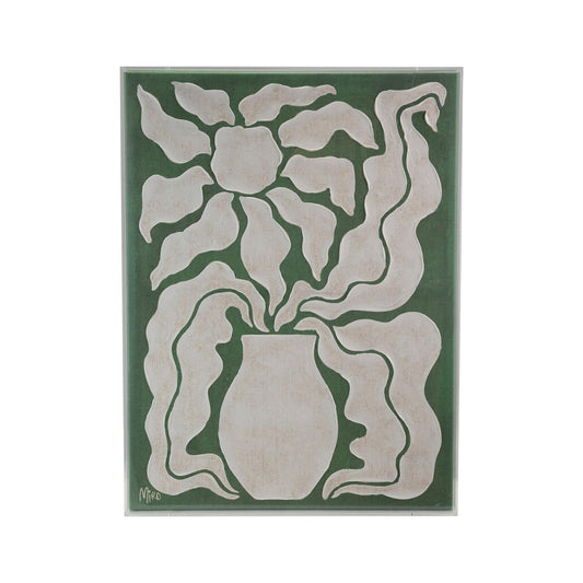 Hand-Painted Acrylic Box Framed Canvas Wall Décor w/ Flower in Vase