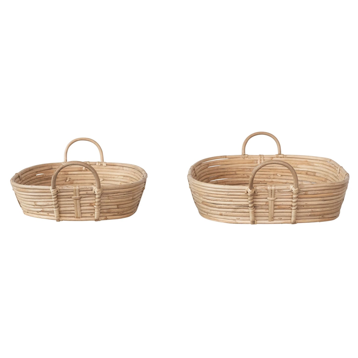 Hand-Woven Rattan Trays w/ Handles