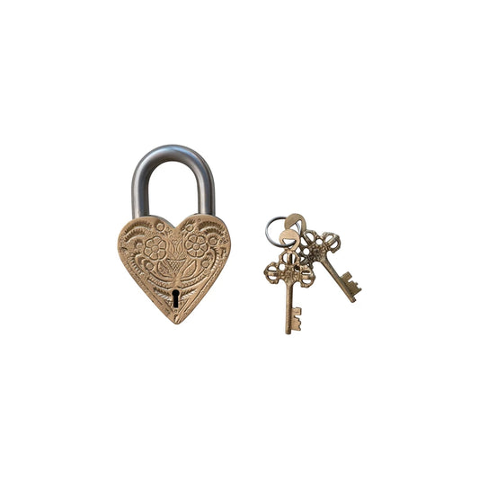 Debossed Brass & Stainless-Steel Heart Shaped Lock