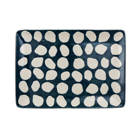 Stoneware Platter w/ Wax Relief Dots