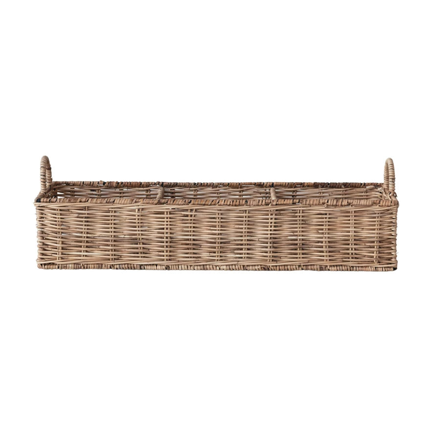 Rattan Basket w/ 3 Sections & Handles