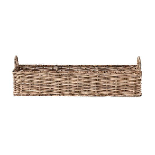 Rattan Basket w/ 3 Sections & Handles