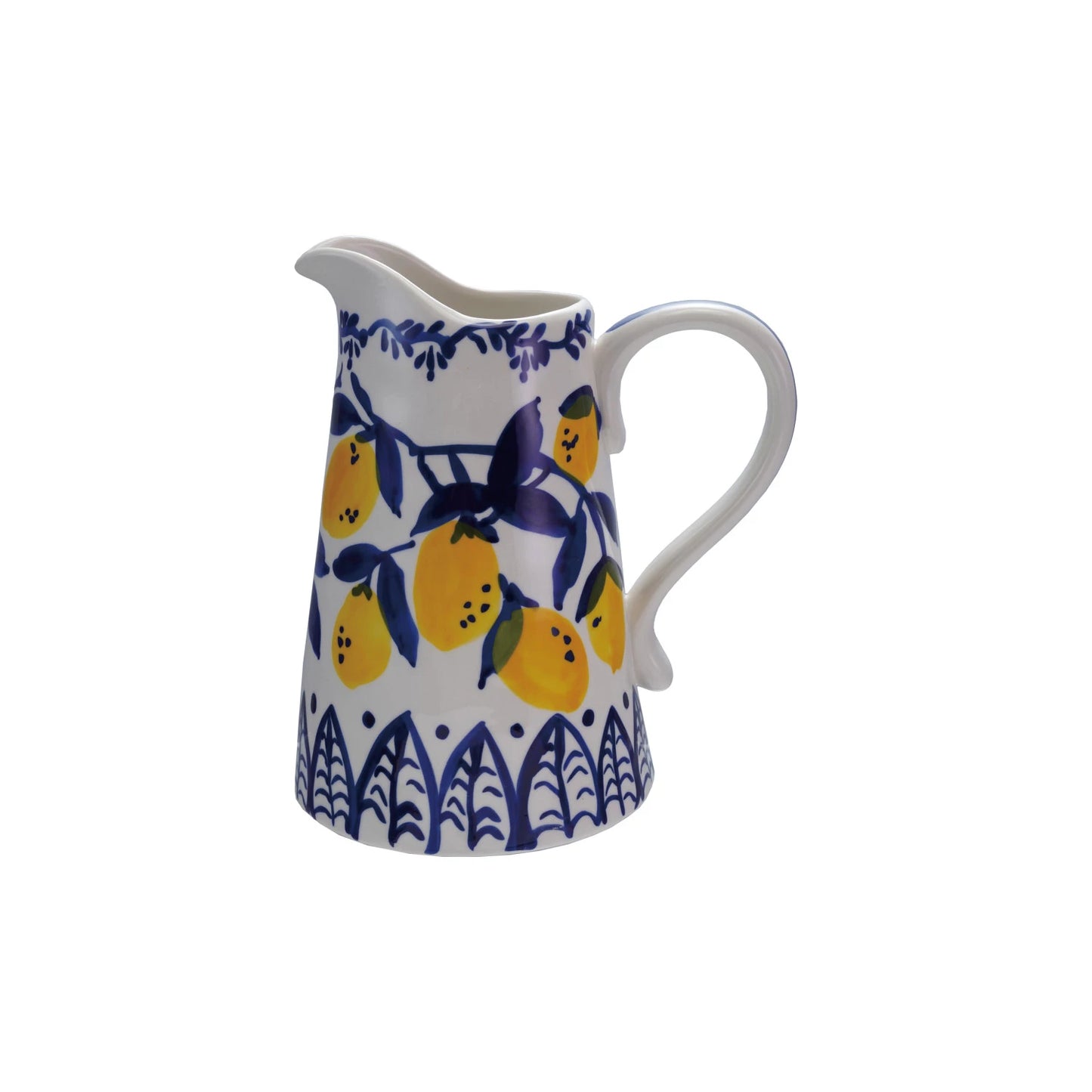 Hand-Painted Stoneware Lemon Pitcher