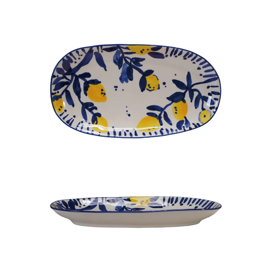 Stoneware Platter with Lemons