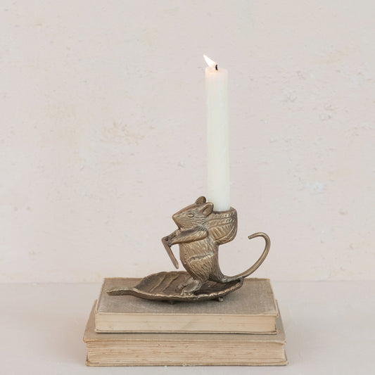 Mouse on Leaf Taper Holder