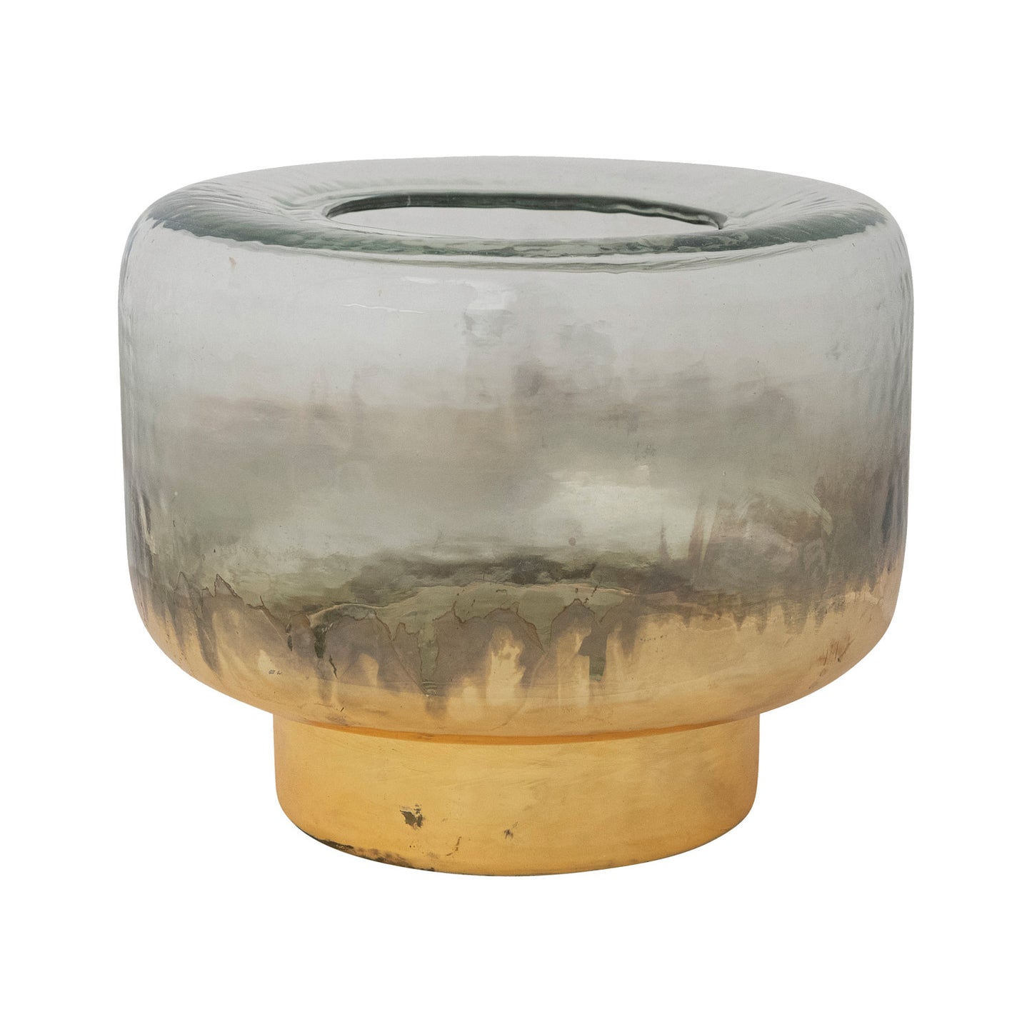 Mercury Glass Hurricane, Antique Silver & Gold