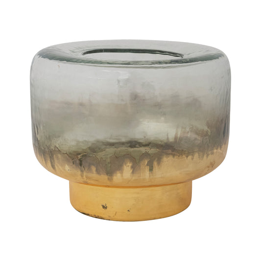 Mercury Glass Hurricane, Antique Silver & Gold