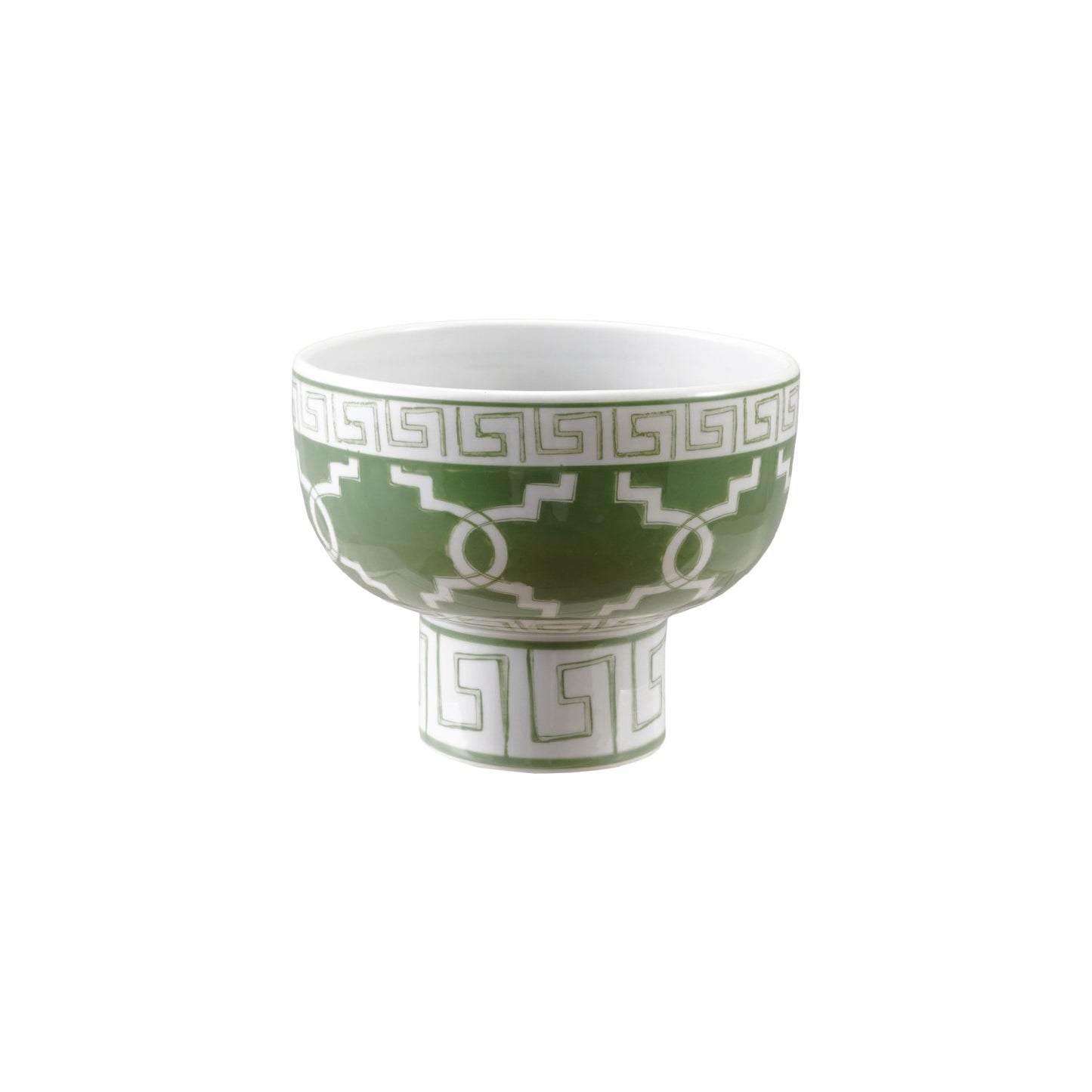 Hand-Painted Stoneware Footed Bowl w/ Geometric Pattern