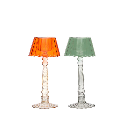 Glass Ribbed Table Light Tealight Holder
