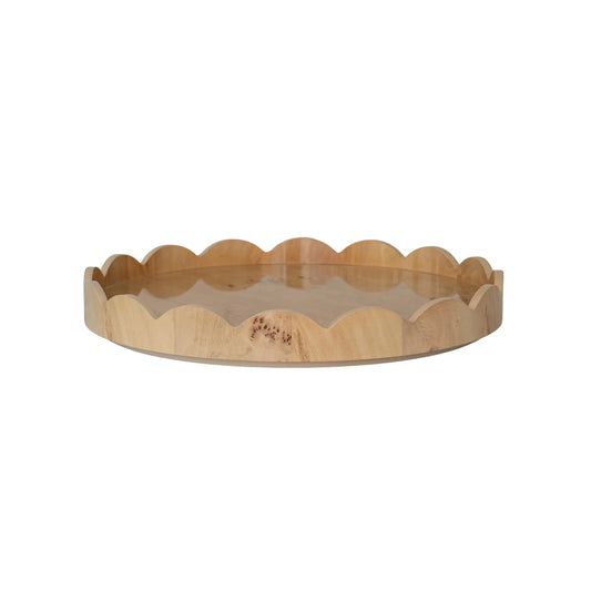 MDF & Burl Wood Veneer Scalloped Lazy Susan